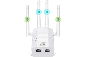 UIUIT WLAN Verstärker Repeater 1200Mbit/s, Internet Verstärker Dualband 5GHz & 2.4GHz WiFi Repeater mit 2 Ethernet Port, 2024 Neuestes WiFi Verstärker Kompatibel Allen WLAN Geräten