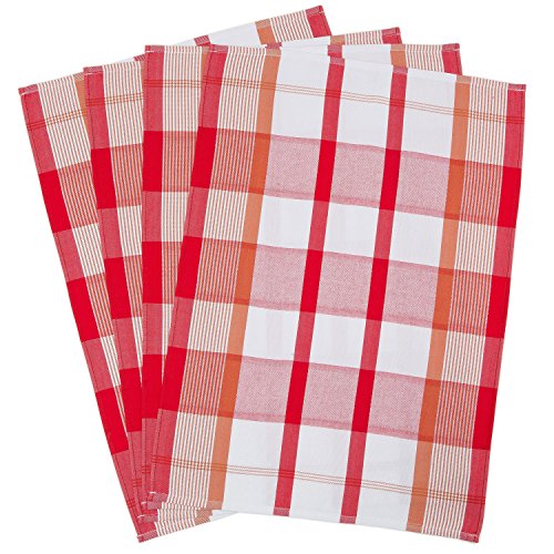 ZOLLNER® 4er-Set Geschirrtücher / Trockentuch / Küchentücher rot-kariert 50×70 cm aus 100% Baumwolle, in weiteren Farben erhältlich, vom Hotelwäschespezialisten, Serie „Karoline“ - 2