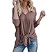 Produktbild Sannysis Sweatshirt Damen Lose Knit Tunika Bluse Langarmshirts Krawatte Knoten Henley Tops Fledermausflügel Plain Shirts