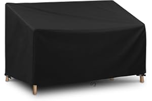 WISCLASS 3 Sitzer Gartenbank Abdeckung Wasserdicht Winddicht UV-Schutz Heavy Duty 420D Oxford Stoff Abdeckung Gartenmöbel für Gartenbank, Gartensofa, 163x66x60/89cm, Schwarz