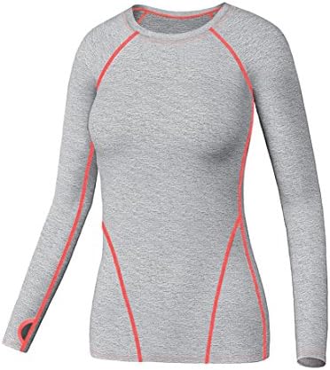 LWJ 1982 Ladies Long Sleeved Running Sports Yoga Thumb Hole Thermal Tops for Women Pilates Gym Clothing T-Shirts Womens (French Grey, XS)