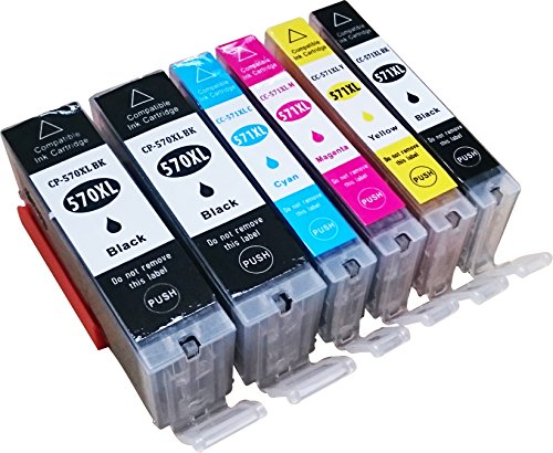 6 kompatible YouPrint Druckerpatronen für Canon Pixma MG5750, MG5751, MG6850, MG7750, MG5750, MG5751, MG5752, MG5753, MG6850, MG6851, MG6852, MG7750, MG7751, TS5050, TS5051, TS5053, TS5055, TS6050, TS6051, TS6052, TS8050, TS8051, TS8052, TS8053, TS9050, TS9055 Ersetzen PGI-570BK XL, CLI-571C XL, CLI-571M XL, CLI-571Y XL Und CLI-571BK XL Mit Chip