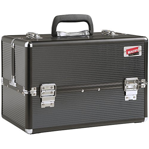 Beautify Professional Large Elegant Black Chic Aluminium 8 compartment Beauty Box Cosmetics & Make Up Case