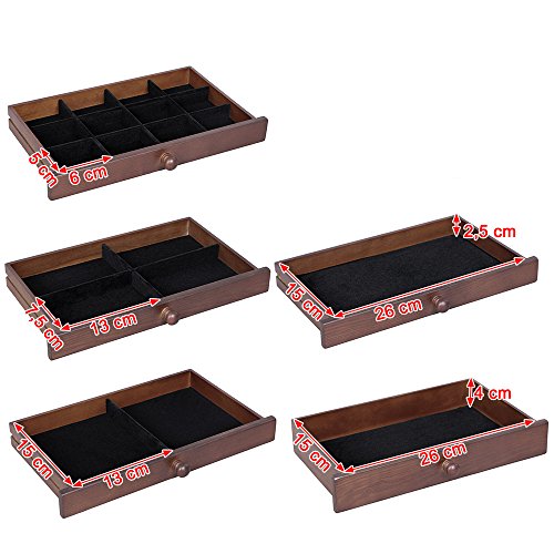 Songmics Schmuckkästchen 5 Schichten mit Schubladen Holz(MDF) dunkelbraun JBC56W - 5