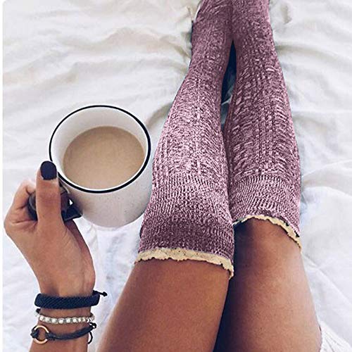 Preisvergleich Produktbild Swallowuk Damen Overknees Socken Strümpfe Strumpfhosen Warm Winter Stricken Kniestrümpfe Elastisch Sportsocken (Rot)