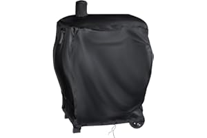 RILIME BBQ Barbecue Cover, 420D Charcoal Portable Waterproof Oxford Fabric Cloth Heavy Duty UV Protected for Garden Party Cooking(XL Smoker Cover)