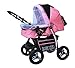 Lux4Kids Magnum 2 in 1 Pram Combi Stroller & Pushchair (rain cover, mosquito net, cup holder, changing pad, 47 colors) 18 Pink & Leopard