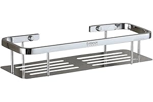 Eridanus Estante para Ducha, Estantería de Baño Rectángulo de Acero Inoxidable en la Pared Bandeja Taladrada de Cocina para Accesorios de Baño, Plata(34,5x13x7cm)