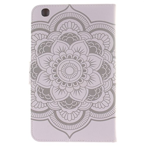 HB-Int 3 in 1 PU Leder Hülle für Samsung Galaxy Tab 3 SM-T310 T311 T315 8.0″ Brieftasche Etui Stand Funktion Flip Wallet Case Kartenfächer Book Style Cover Elegant Weiß Blumen Multifunction Modicsh Holder Tablet Schutzhülle Magnetverschluss Dünn Slim Bumper Zubehör mit Stylus Pen und Staub Stecker - 2