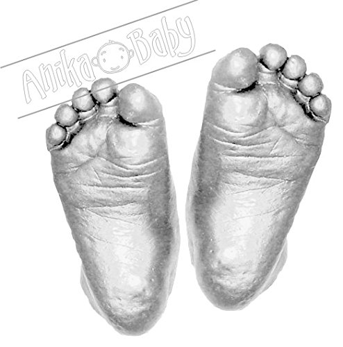 BabyRice 3D Handprints Footprints Baby Casting Kit Cast baby's hand and foot out of Plaster & Choose Your Paint Colour (Silver)
