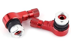 AKOZON Ruedas de Aluminio Neumáticos de la Válvula del Neumático Caps 90 Degree Black 2pcs 11.3mm para Neumáticos Universales Estándar sin Cámara(Rojo)