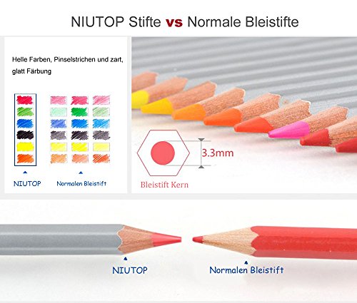 NIUTOP 48 Farben Buntstifte Farbstifte mit Cylindre für Klein und Groß zum Malen, Ausmalen, Skizzieren oder Colorieren Perfektes Geschenk Für Hobbykünstler und Kinder - 4