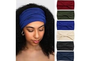 AIZIYIN Head Scarfs for Women Wide Headbands Boho Fashion Knotted Head Bands for Adult Women Yoga Sport Hairbands Hair Accessories (6Wchunse3)