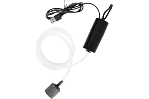 Colexy Pompka Powietrza do Akwarium Mini USB Pompa Tlenowa Regulowana Pompa Tlenowa Cicha Energooszczędna Pompka Bąbelkowa z Kamieniem Powietrznym i Silikonowym Wężem z Pojedynczym Wyjściem