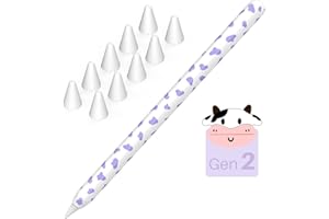 NIUTRENDZ Funda de Vaca para Apple Pencil 2ª Generación Accesorios de Funda Protectora de Silicona con 10 Piezas de Funda de Puntas para Apple Pencil (Vaca + Morado)