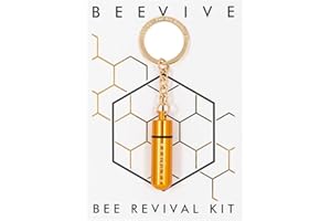BEEVIVE The Original Bee Revival Kit with Bee ID tag - Gold keyring containing a bee food syrup to help a tired bee. Bee-friendly gift for nature lover