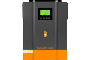 PowMr Onduleur hybride 2KVA 1600W 12V DC vers 220V 230V AC avec régulateur de charge solaire MPPT 80A max. Entrée PV 400V, Fonctionne avec batteries plomb-acide 12V et lithium