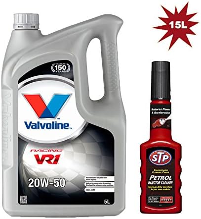 VALVOLINE VR1 Racing 20W-50 Engine Oil 15L + STP Petrol Injector Cleaner 200ml