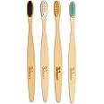 BELSORR All Natural Bamboo Manual Toothbrush Soft With Tongue Cleaner And Bees Wax Coating Adult(Pack Of Four)