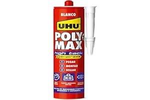 UHU Poly Max High Tack Express, Sellador y Adhesivo de Montaje Extrafuerte, Blanco-425g