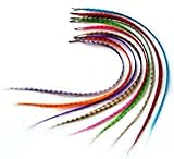 9 Color Synthetic Feather Hair Extensions Styling Accessories with Beads(40cm,Bag of 18))