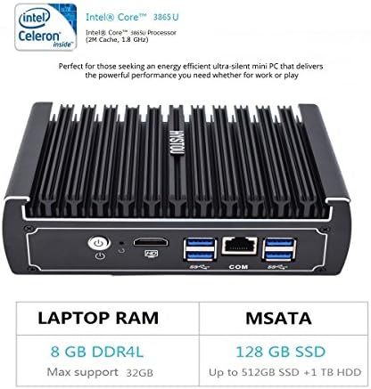 HYSTOU FMP07 6 Ethernet LAN Fanless Pfsense Mini PC Intel Celeron 3865U DDR4 ram AES-NI linux Firewall Pfsense Router Network Server (8GB RAM 128GB SSD)