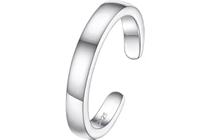 FOCALOOK Bague d'orteil Femme Ouverte en Argent 925, Anneau d'orteil Ajustable 3mm de Large, Simple Silver Toe Ring