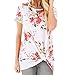 Produktbild TIFIY Frauen Sommer Casual Blumendruck Knoten Kurzarm Große Größe T-Shirt Tops Atmungsaktive Bluse Kleidung