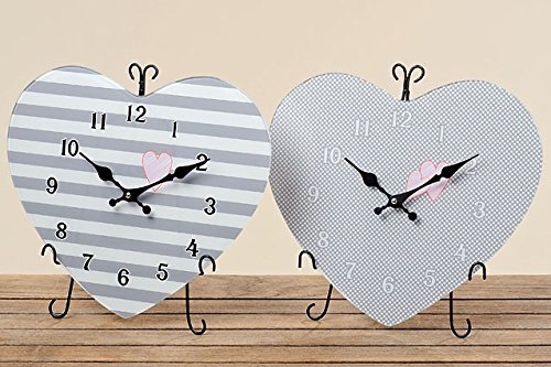 Uhr Lay Wanduhr Tischuhr Standuhr Glasuhr in Herzform 2837700 D34cm(Streifen)