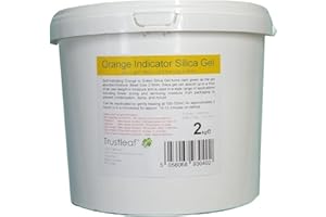 Trustleaf Perles de gel de silice orange de 2 à 5 mm avec indicateur d’humidité - Pot réutilisable - Déshumidificateur - Séchage de fleurs - Stockage - Pot de 2 kg - OG