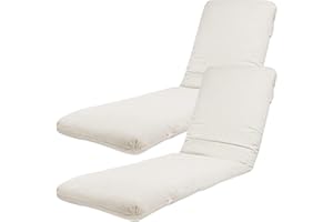 TIENDA EURASIA - Cojin Tumbona Exterior | Pack 2 Colchonetas | Medida 180 x 50 x 6 cm | Funda de Loneta con Cremallera Lavable | Relleno de Fibra Hueca Acolchada (Crudo)