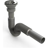 AKBELLİ GROUP Metal Mouth Bellows Sink Kitchen Siphon Sink Drain Pipe 1. Quality Grey