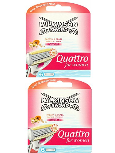 2 x Wilkinson Sword Quattro for Women Razor Blades - 2 Pack of 6 Blades