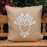 Jute-Kissen-Bezug * Vögel & Herz * / Kaffee-Sack-Leinen / Rupfen / Hochzeit Dekoration: rustikal & vintage - Willkommen Gruß im Shabby-Chic-Style - retro: Dekokissen 50 cm x 50 cm - HANDMADE