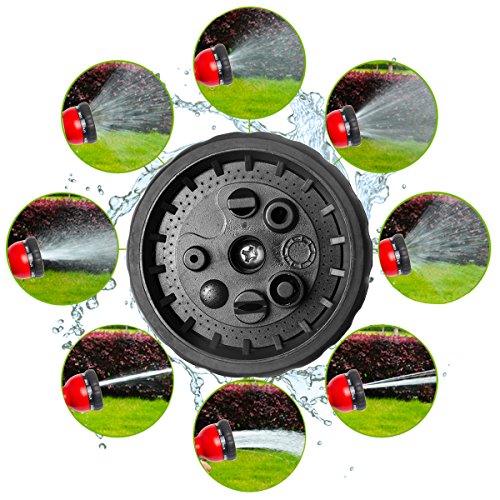 VOOKI Gartenschlauch mit 8-in-1 Brause 7m-30m Flexibel Dehnbar Wasserschlauch für Gartenarbeit Bewässerung Camping Reinigung, Dreifach-Latex-schlauch & massivem Messing Schnittstelle – (Rot 30m) - 3