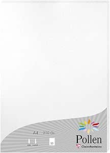 Clairefontaine Papier Pollen Blanc Naturel - 25 Feuilles A4 210g/m² - Papier Haut De Gamme Pour Invitations & Correspondance