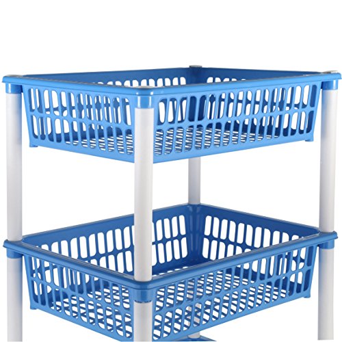 axentia Rollwagen – Allzweckwagen für Büro, Küche & Bad – Rollregal aus Kunststoff- Küchenwagen mit 3 Körben – Nischenregal modern – Korbregal platzsparend, keine Farbauswahl möglich - 2