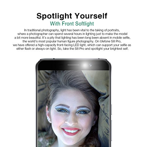 Ulefone S8 Pro 4G Smartphone ohne Vertrag (5,3 Zoll HD Display, Quad-Core Prozessor, 2GB RAM+16GB ROM, 13MP+5MP Dual-Hauptkameras, Dual SIM(Micro-Sim), Android 7.0, Finger ID, OTG, WiFi) Schwarz