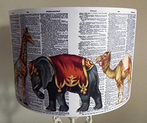 Elephant Dictionary Lampshade, giraffe, zebra, camel.