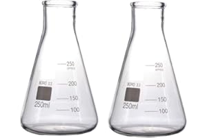 Rocwing - Borosilicate 3.3 Glass Graduated Conical Erlenmeyer Flask for Laboratory (250ml, 2 in a pack)
