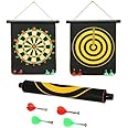 Storio Magnet Dart Board Game for Kids, Double Sided, 12 Inch, Includes 6 Darts, Hanging Hardware, Multi Color, Cork Material