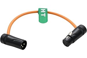 HangTon XLR 3 Pin Stecker auf Buchse, Low-Profile rechtwinklig, Audiokabel für Recorder Mixer Mikrofon Lautsprecher Soundgeräte Mixpre 10 II Zoom F8n Zaxcom Sony Canon Camera, Orange 30cm