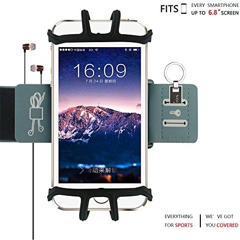 Forearm Wristband, Running Armband for iPhone 6 7 8 Plus Samsung Galaxy, Sport Armbands for Cycling Jogging Gym Hiking, Key Holder with Adjustable Strap, Universal 4.0" to 6.8", Black