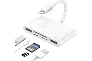 AGEEMY iPhone SD TF Kartenleser, 5 in 1 iPhone Kartenleser Lightning USB Adapter USB Kamera Adapter iPhone USB 2.0 Buchse Female OTG Adapter Kompatibel mit iPhone 14/13/12/11/X/8/7/Pad i-OS 9.2 or Later