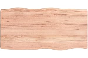 vidaXL Tablero de Mesa, Superficie de Escritorio, Tablero Repuesto, Tablero de Estantería Comedor, Madera Maciza Tratada Borde Natural Marrón Claro