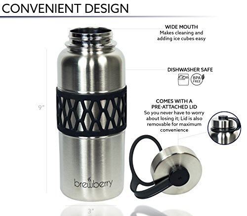 Brewberry Weithals Premium Isolierte Edelstahl Trinkflaschen, Thermosflasche Und Reisetasse Für Heiß- Und Kaltgetränke, 946 ml - 4