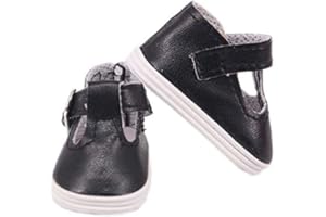 Aeromdale Doll Shoes Soft PU 5cm Shoes for 14.5 inch Dolls 32-34cm Doll Girl's Gift Accessories - Black - 1 Pair