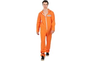 Funidelia Disfraz de Convicto Naranja para Hombre, Mono de preso convicto para adulto, Disfraces de Carnaval, Halloween y Despedidas – Talla L - XL