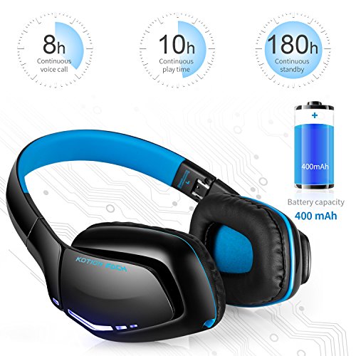 KOTION EACH Auriculares Bluetooth Wireless Headset B3506 Plegable Gaming Headset v4 1 con Microfono para PS4 PC MAC Smartphones Ordenadores Negro Azul 