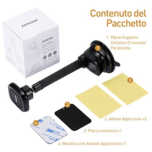 Supporto Auto Smartphone Ventosa Mpow Porta auto cellulare, Parabrezza/Cruscotto Universale Auto Cellulare culla per iPhone 8/7/7 Plus/6/6s, Galaxy S8/S7, LG G5, Nexus 5x/6/6p, HTC